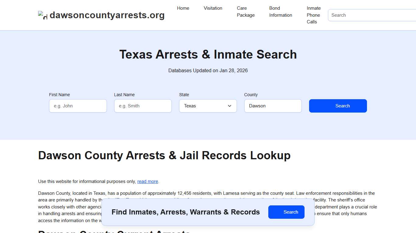 Dawson County, TX Arrests, Warrants, Police Records Search